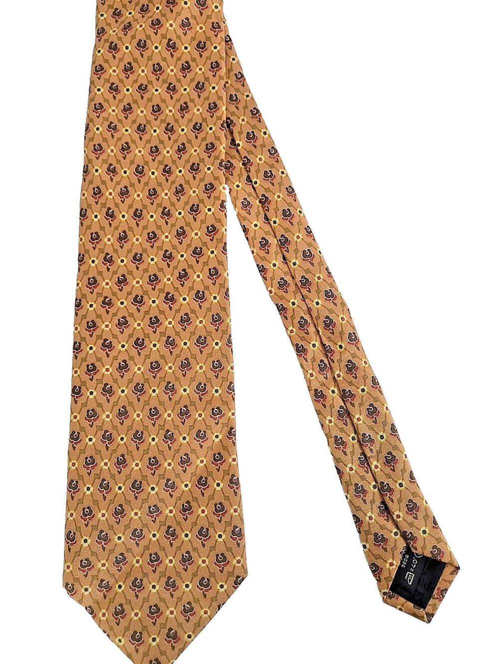 Ermenegildo Zegna Yellow Gold Seta Silk Floral Luxury Neck Tie Italy